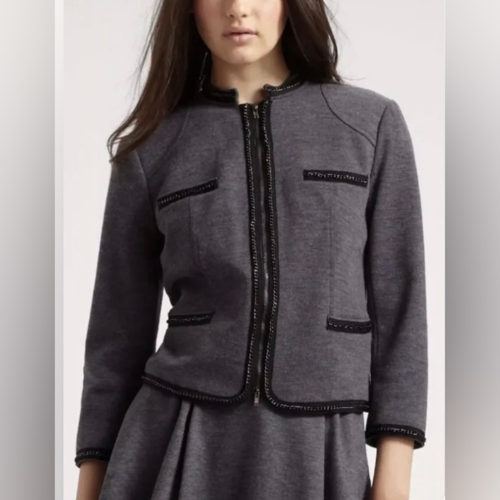 Diane von Furstenberg Gray Wool Blend Suit Jacket Women Sz 8 Preppy Academia